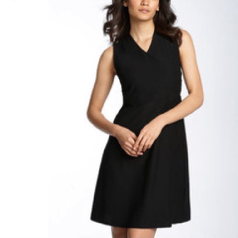 Eileen Fisher Faux Wrap Black Sleeveless Dress